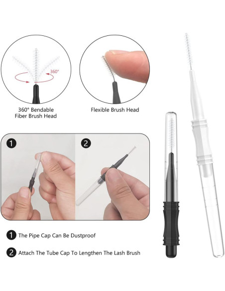 20 Cepillos Micro para Cejas CANIPHA con Tapa y 2 Tamaños