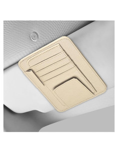 Organizador de Visera de Coche NYTKL de Cuero Beige Compacto