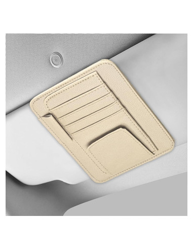 Organizador de Visera de Coche NYTKL de Cuero Beige Compacto