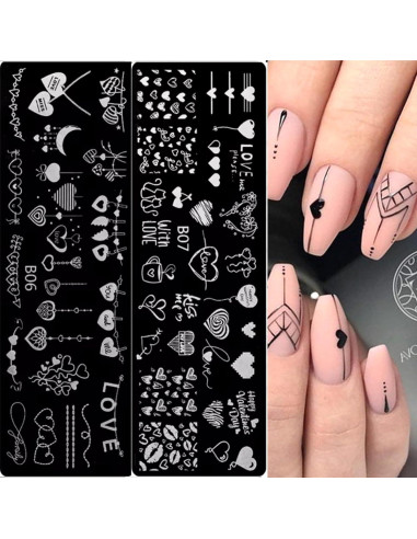 6 Plantillas de Estampado de Uñas San Valentín GCSQW 4x12cm