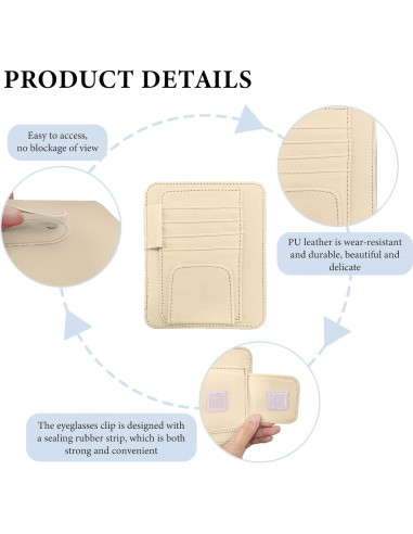 Organizador de Visera de Coche NYTKL de Cuero Beige Compacto