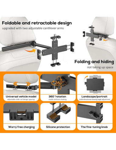 Soporte para Tableta en Reposacabezas Auto Xinhuaxiang - Ajustable 4.9-11"