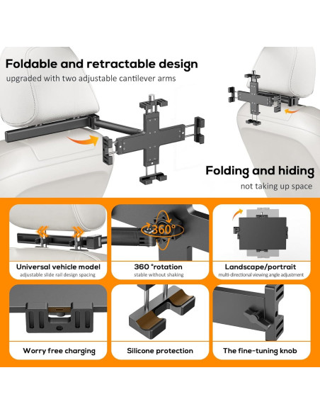 Soporte para Tableta en Reposacabezas Auto Xinhuaxiang - Ajustable 4.9-11"