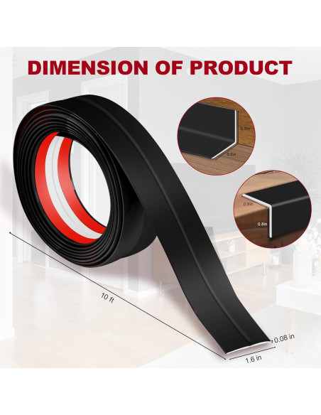 Protector de Esquina de Pared Kikerike 1.6" x 10' Negro PVC