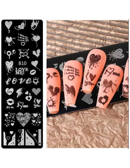 6 Plantillas de Estampado de Uñas San Valentín GCSQW 4x12cm