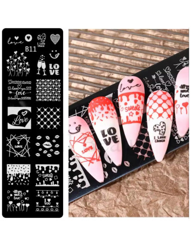 6 Plantillas de Estampado de Uñas San Valentín GCSQW 4x12cm