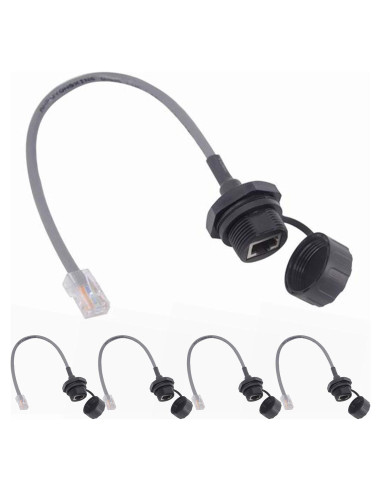 5 Conectores RJ45 Impermeables M25 Cat5e para Red Exterior