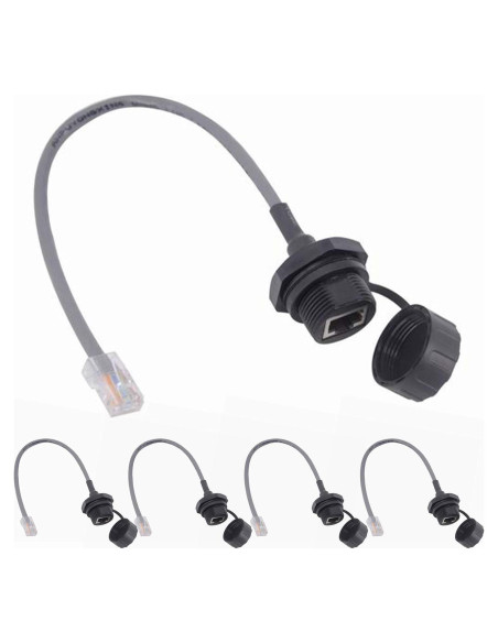 5 Conectores RJ45 Impermeables M25 Cat5e para Red Exterior
