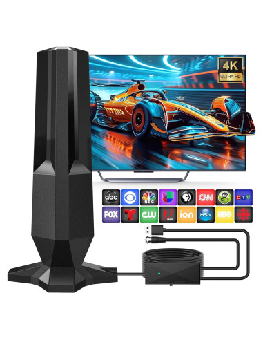 Antena de TV Interior BSTVMOV 4K 1080P Rango 1900 km Fácil Instalación