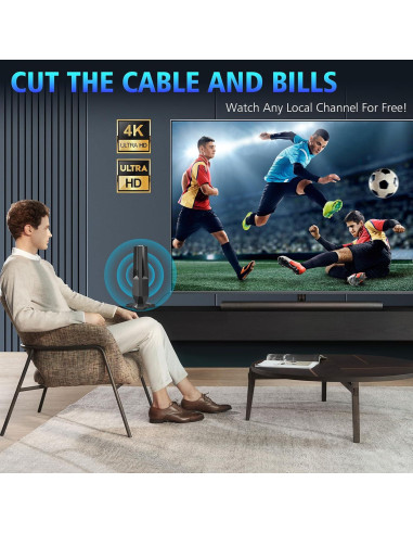 Antena de TV Interior BSTVMOV 4K 1080P Rango 1900 km Fácil Instalación