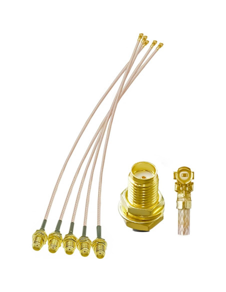 5 Cables Coaxiales RG178 SMA Hembra a UFL 10cm Ahoaepy