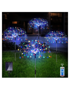 Luces de Jardín Solares Unihoh, 4 Piezas, 120 LED, Control Remoto