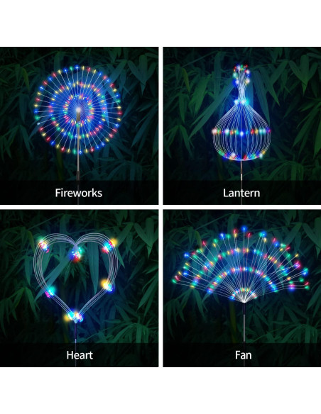 Luces de Jardín Solares Unihoh, 4 Piezas, 120 LED, Control Remoto