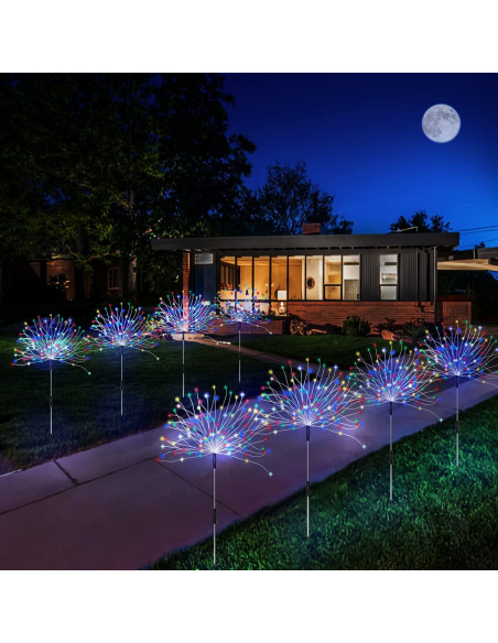 Luces de Jardín Solares Unihoh, 4 Piezas, 120 LED, Control Remoto