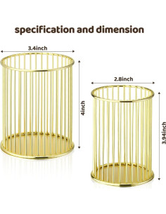 Soporte de Pluma de Metal Dorado YAMAJA - Organizador de Escritorio 2