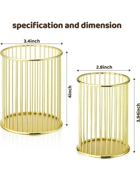 Soporte de Pluma de Metal Dorado YAMAJA - Organizador de Escritorio