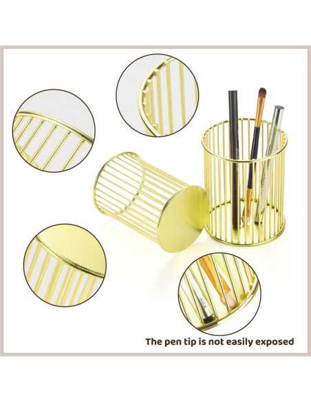 Soporte de Pluma de Metal Dorado YAMAJA - Organizador de Escritorio