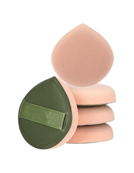 5 Esponjas de Maquillaje Ymapinc Verde, Puff Reutilizable Sin Látex