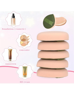 5 Esponjas de Maquillaje Ymapinc Verde, Puff Reutilizable Sin Látex 2