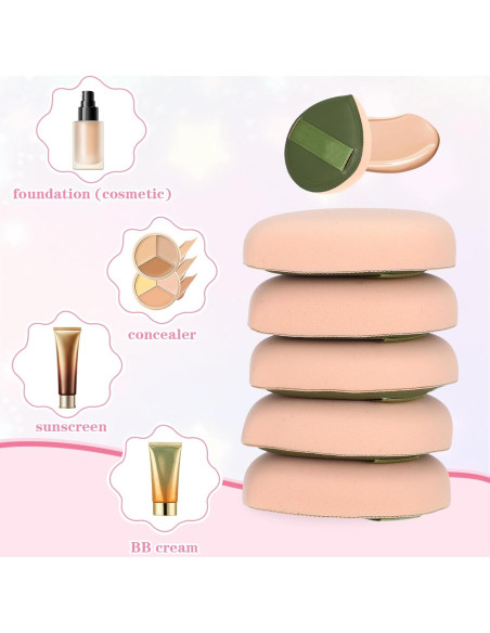 5 Esponjas de Maquillaje Ymapinc Verde, Puff Reutilizable Sin Látex