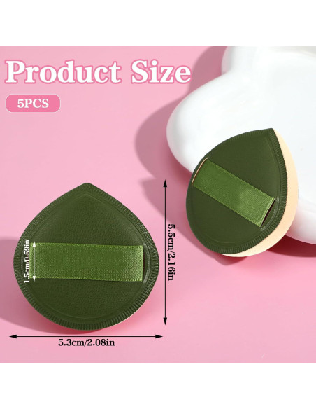 5 Esponjas de Maquillaje Ymapinc Verde, Puff Reutilizable Sin Látex
