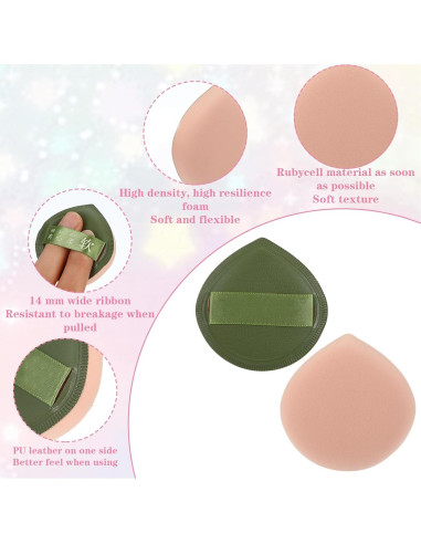 5 Esponjas de Maquillaje Ymapinc Verde, Puff Reutilizable Sin Látex