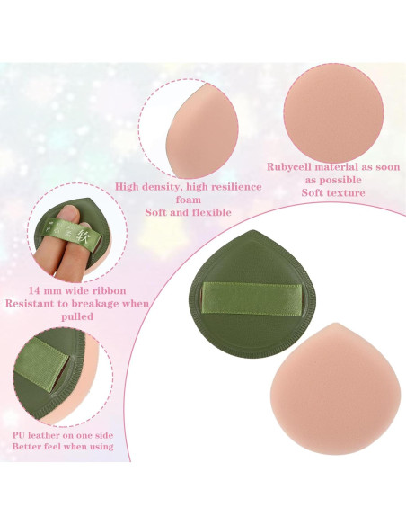 5 Esponjas de Maquillaje Ymapinc Verde, Puff Reutilizable Sin Látex