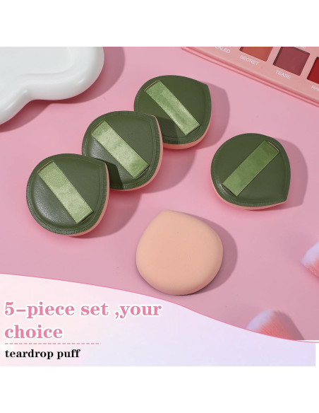 5 Esponjas de Maquillaje Ymapinc Verde, Puff Reutilizable Sin Látex