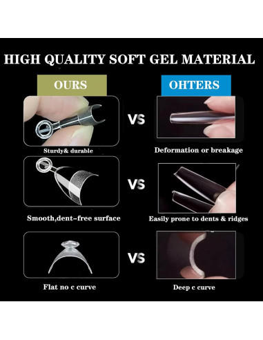 Puntas de Uñas Almendra y Cuadradas WOWITIS 480 Pcs