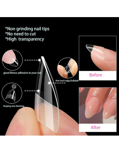 Puntas de Uñas Almendra y Cuadradas WOWITIS 480 Pcs