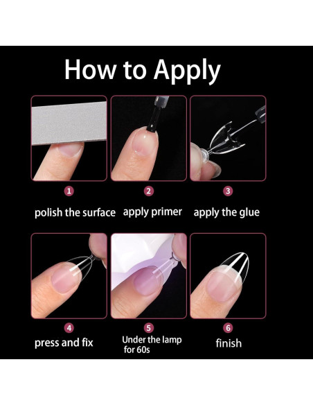 Puntas de Uñas Almendra y Cuadradas WOWITIS 480 Pcs