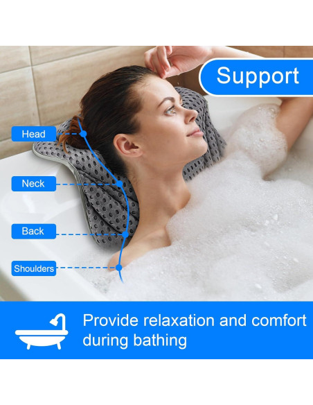 Almohada de Baño VINGVO Ergonomica con Ventosas Antideslizantes