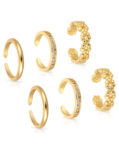 6 Anillos de Dedo del Pie Dorados Mikovivi - Ajustables y Elegantes