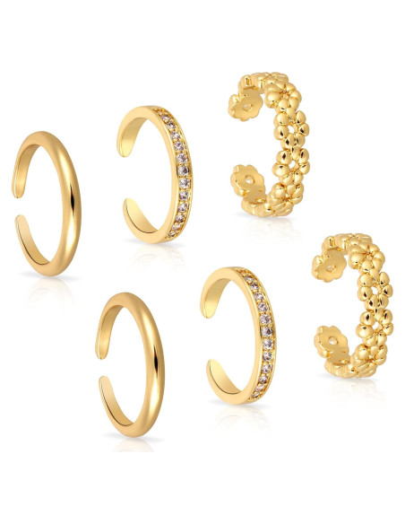 6 Anillos de Dedo del Pie Dorados Mikovivi - Ajustables y Elegantes