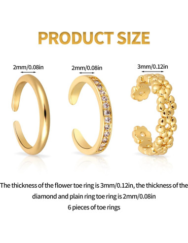 6 Anillos de Dedo del Pie Dorados Mikovivi - Ajustables y Elegantes
