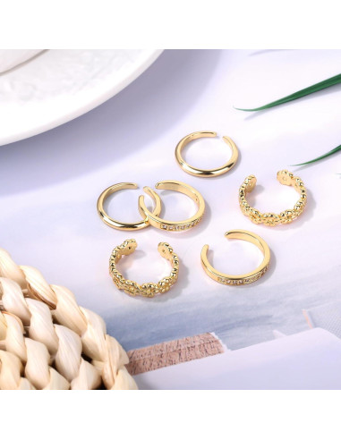 6 Anillos de Dedo del Pie Dorados Mikovivi - Ajustables y Elegantes