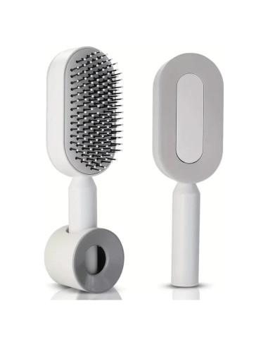 Cepillo Desenredante Autolimpiante Peine Almohadilla Púrpura