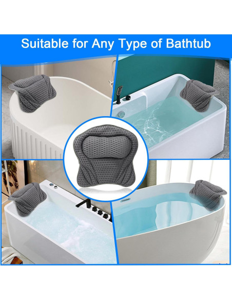 Almohada de Baño VINGVO Ergonomica con Ventosas Antideslizantes