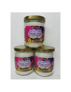 Juego de 3 Velas Exterminador de Olores a Humo Pachulí Ámbar