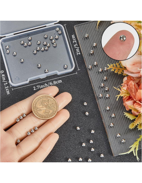 Beebeecraft 60Pcs Respaldos de Aretes Plateados 4mm Acero Inoxidable