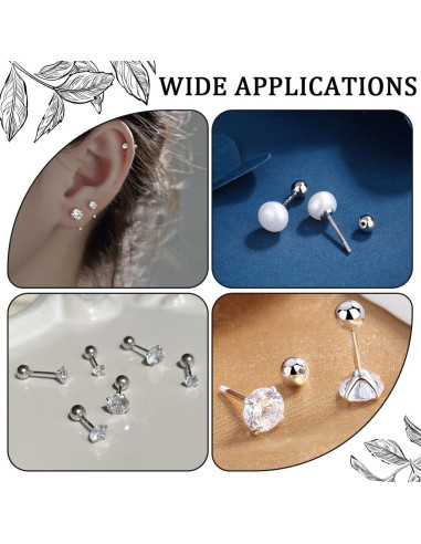 Beebeecraft 60Pcs Respaldos de Aretes Plateados 4mm Acero Inoxidable