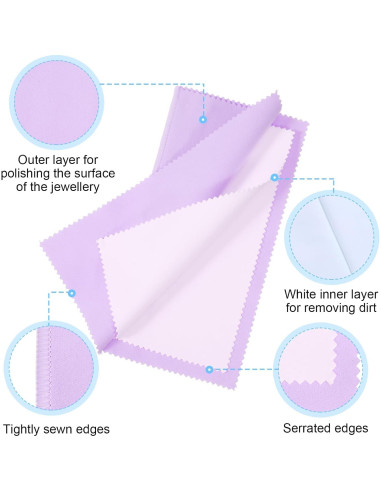 Paquete de 4 paños de pulido de joyas Quilax 20x20 cm