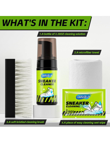 Kit de Limpieza de Zapatos X-SMILE 4 Piezas para Ante y Cuero