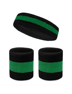 Conjunto de Banda para la Cabeza y Muñequera COUVER Verde/Negro