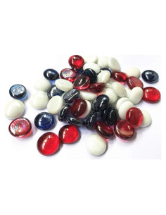 Piedras de vidrio decorativas 0,91 kg - Rojo, Blanco y Azul