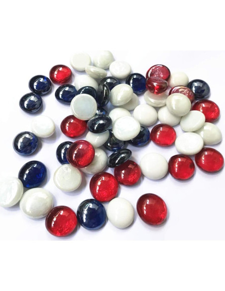 Piedras de vidrio decorativas 0,91 kg - Rojo, Blanco y Azul