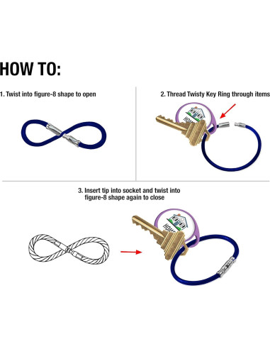 Anillo de Llave Twisty Lucky Line 12.7 cm Azul Paquete de 5
