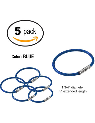 Anillo de Llave Twisty Lucky Line 12.7 cm Azul Paquete de 5