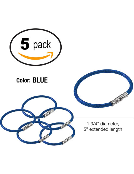 Anillo de Llave Twisty Lucky Line 12.7 cm Azul Paquete de 5