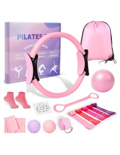Kit de Pilates BYYNNE para Mujeres - 14 Piezas con Anillo y Pelota